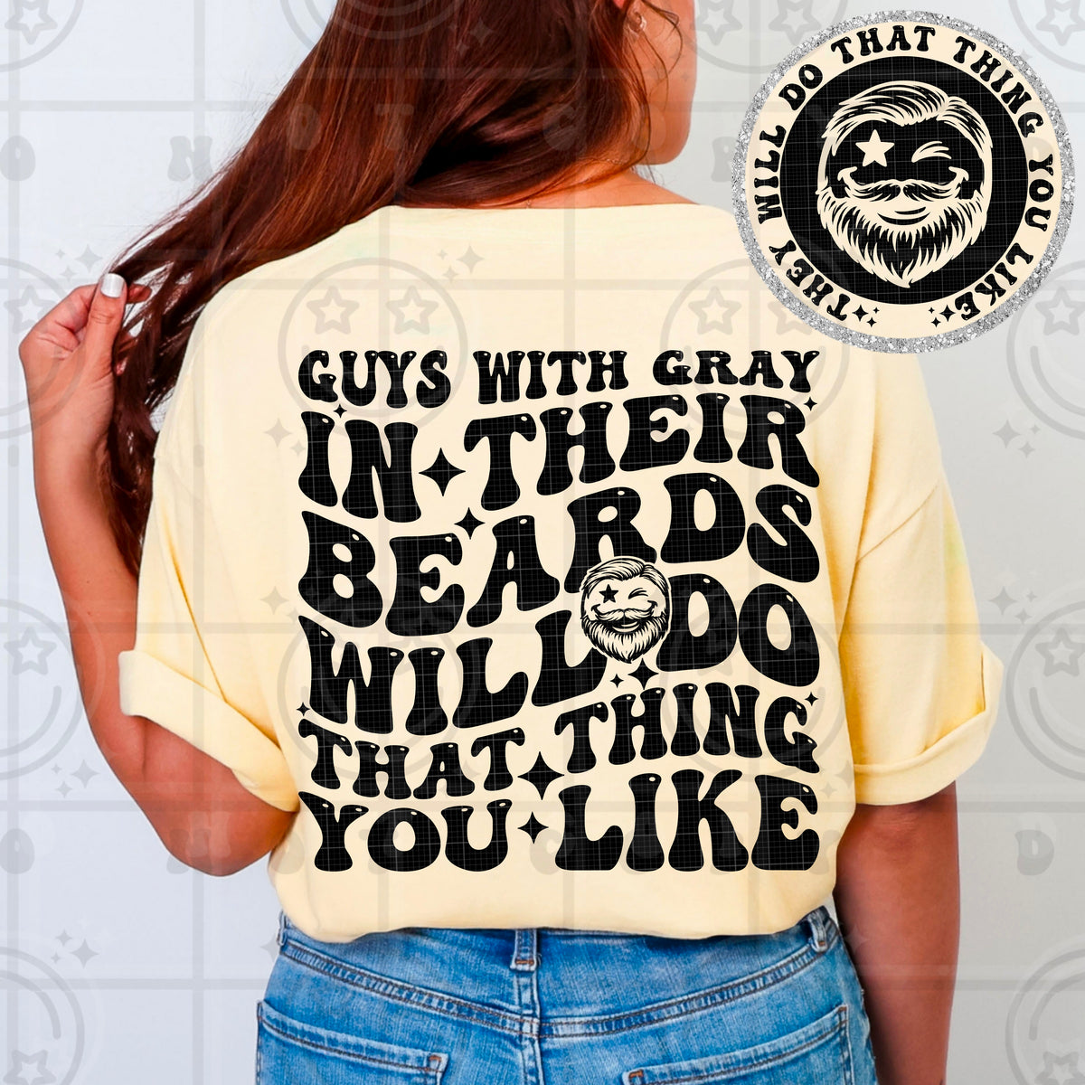 Guys with gray in their beard (BACK ONLY) (HW) DTF Transfer