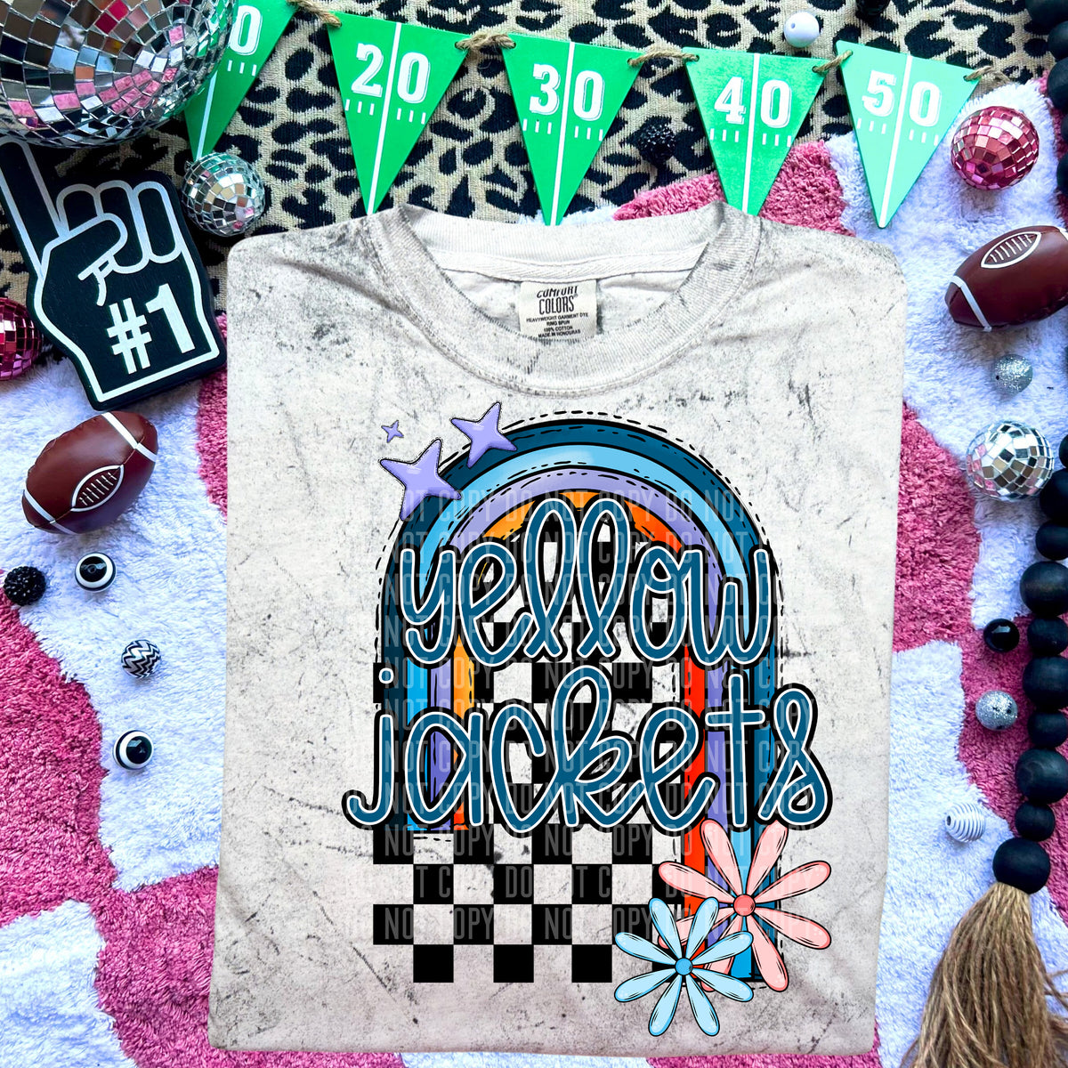 Yellow Jckets Half Rainbow 54763 DTF transfer