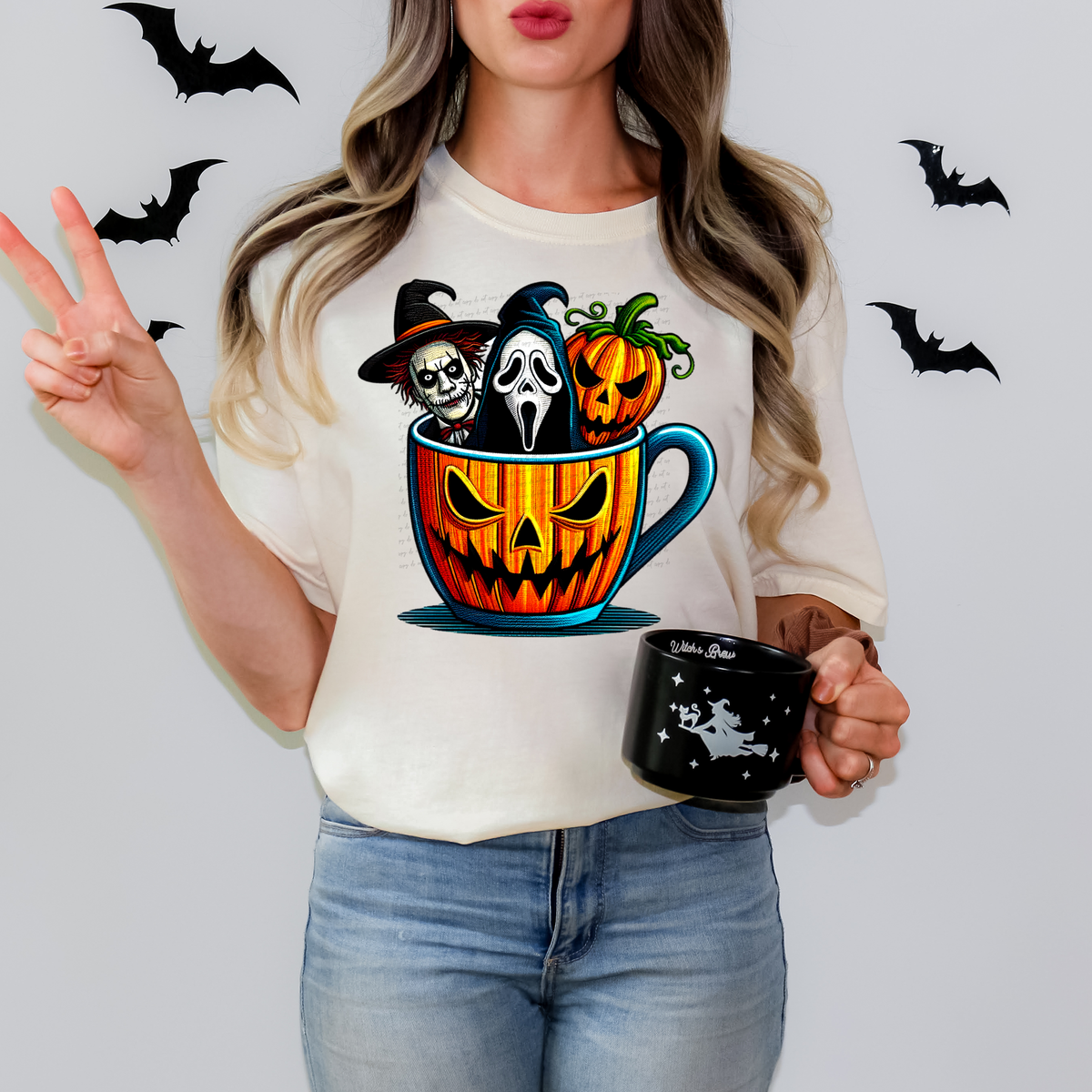 Halloween Characters Pumpkin Mug 108717 DTF transfer