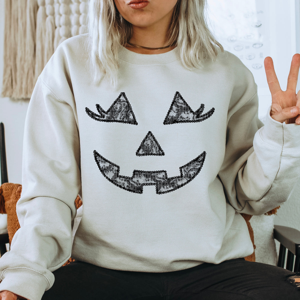 Halloween face black lace 68807 DTF transfer