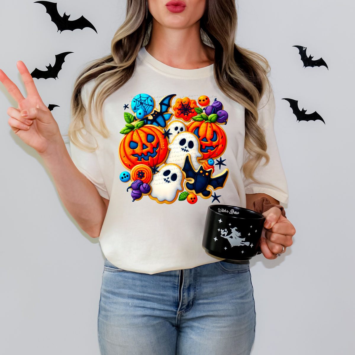 Halloween Ghosts Pumpkins Bats Cluster 108781 DTF transfer
