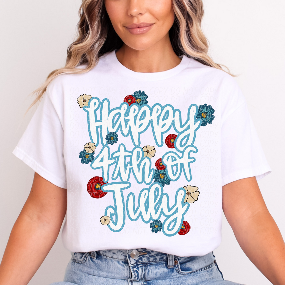 Happy 4th of July Flowers (CITY) DTF transfer