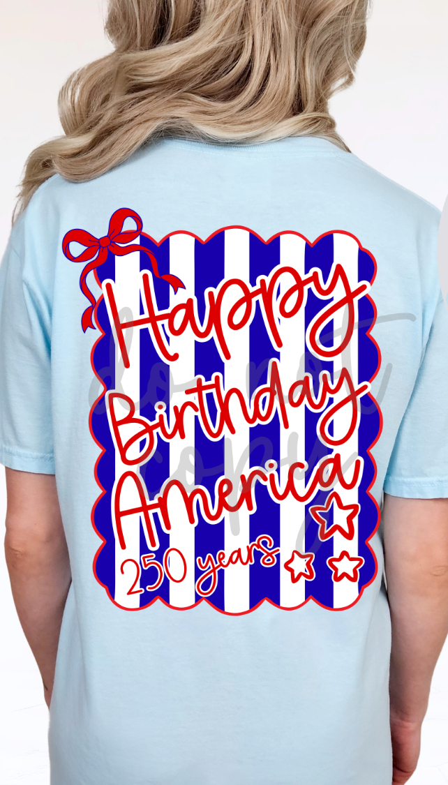 Happy birthday America stripes (Parker) DTF Transfer