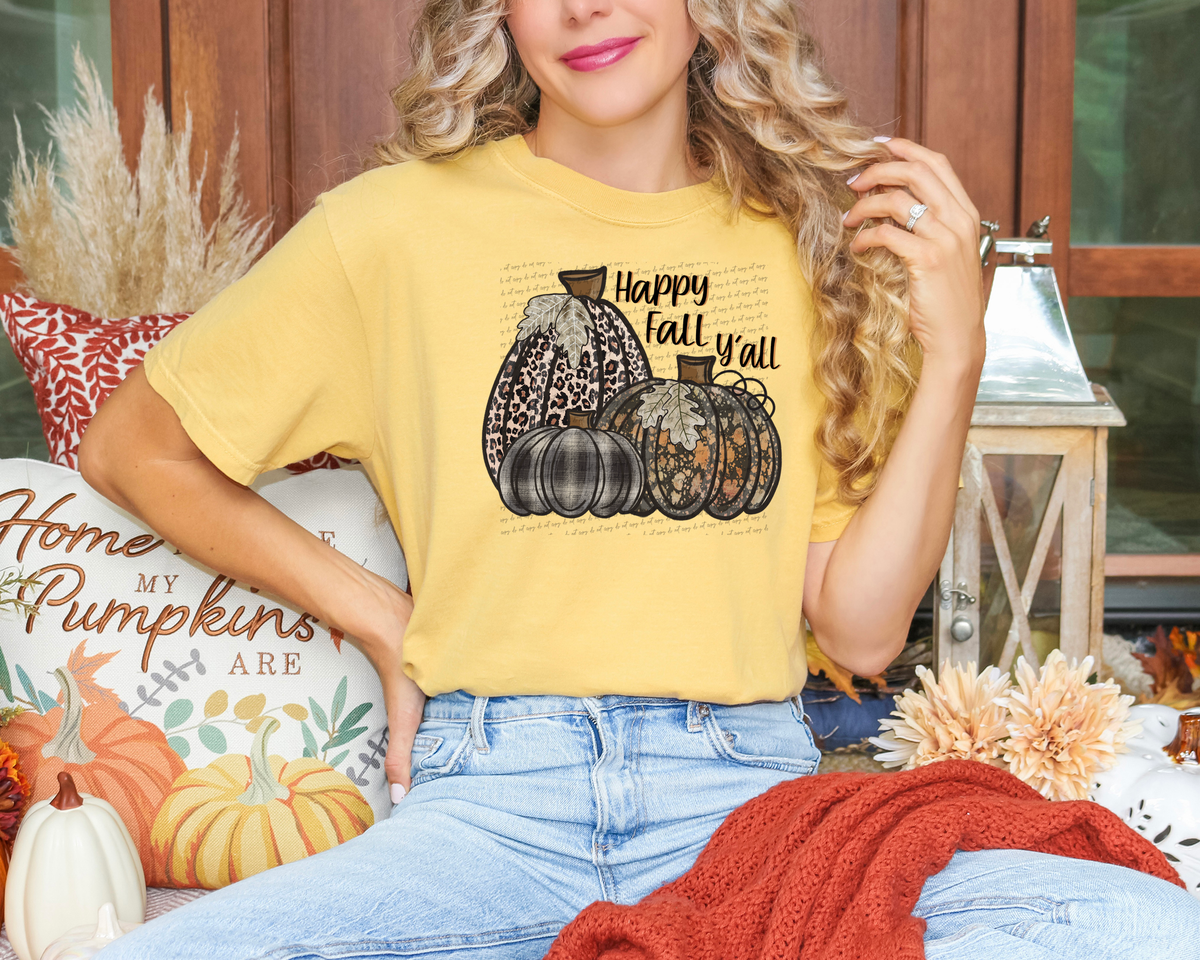 Happy Fall Y'All Trio Pumpkin 54068 DTF transfer