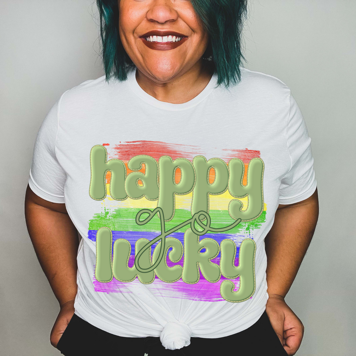 Happy go lucky STRIPPED rainbow 24340 DTF transfer