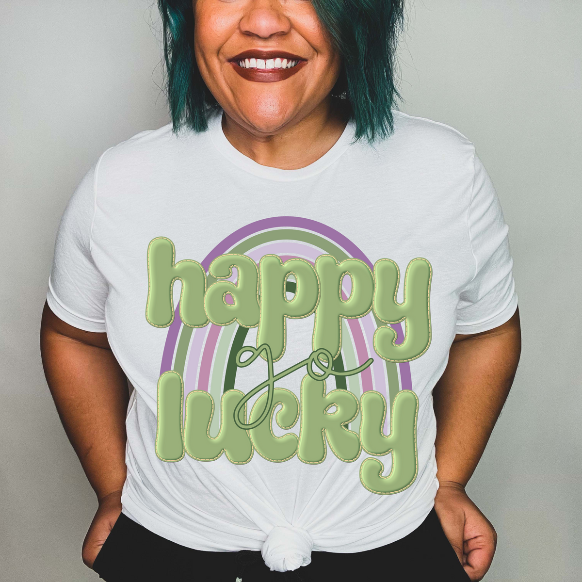 Happy go lucky muted rainbow 24342 DTF transfer