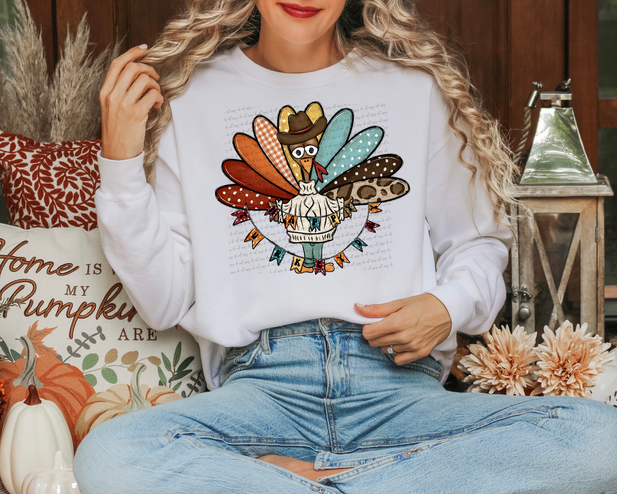 Happy Turkey Day Black Font 111928 DTF transfer