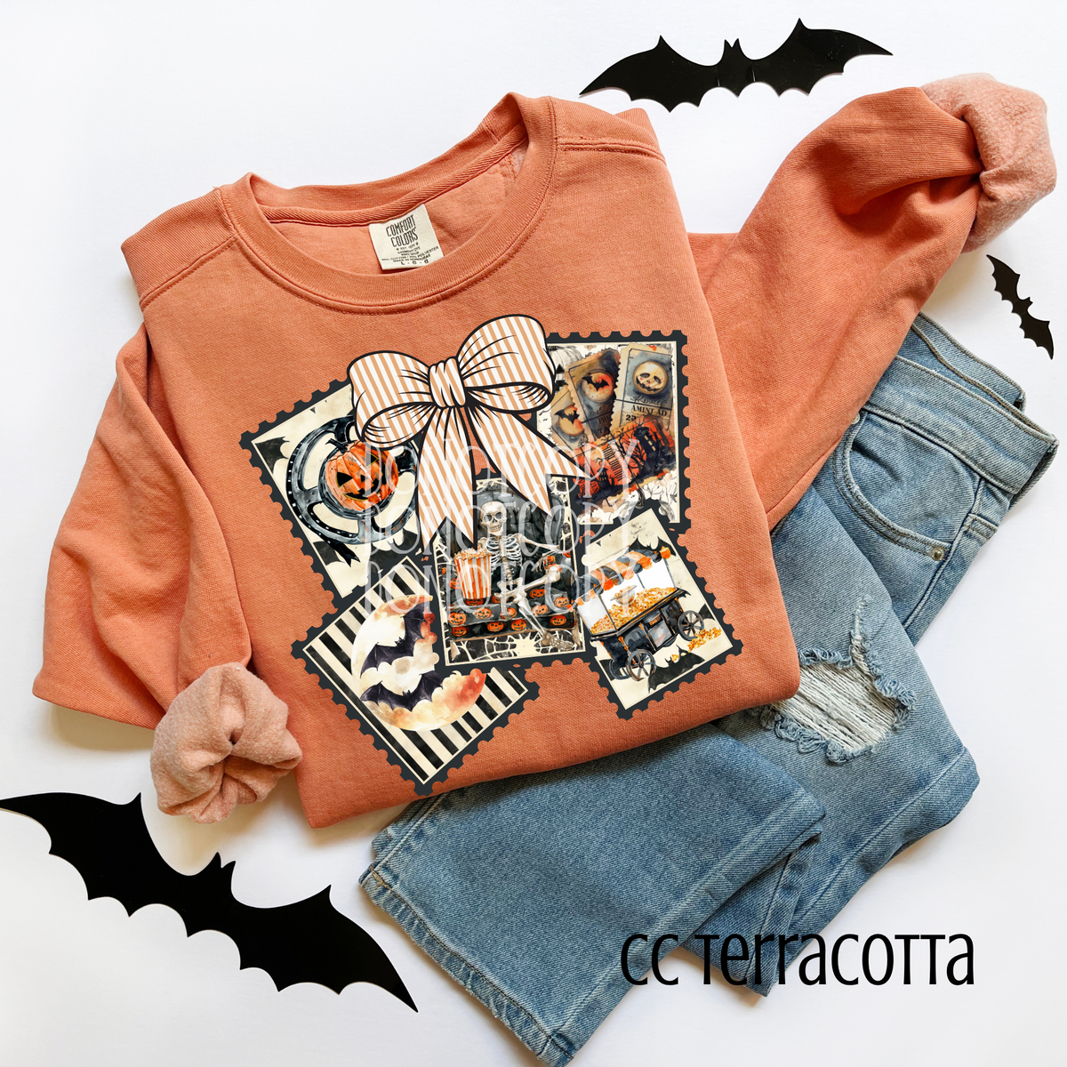 halloween pumpkin stamp collage CSG DTF transfer