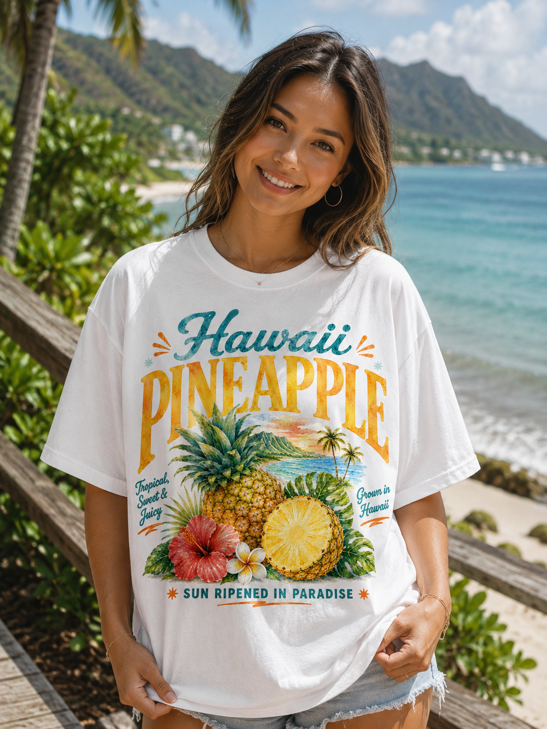 Hawaii pineapple BLUE and GOLD (Parker) DTF Transfer