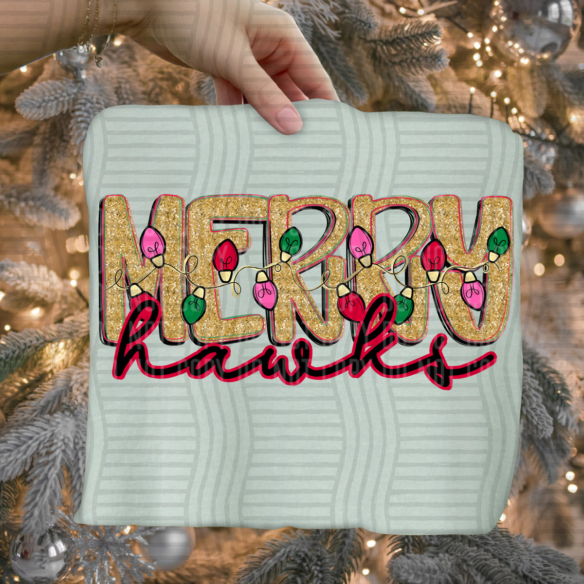 hawks merry with lights (caplinger) DTF Transfer