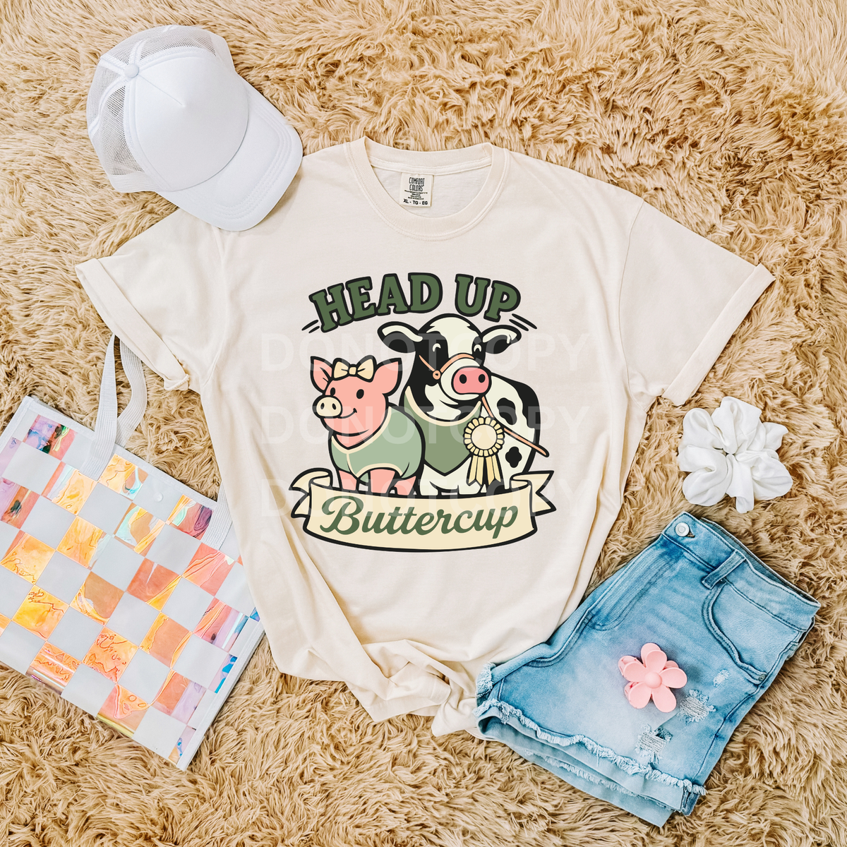 Heads up buttercup cow and pig (CSG) DTF Transfer