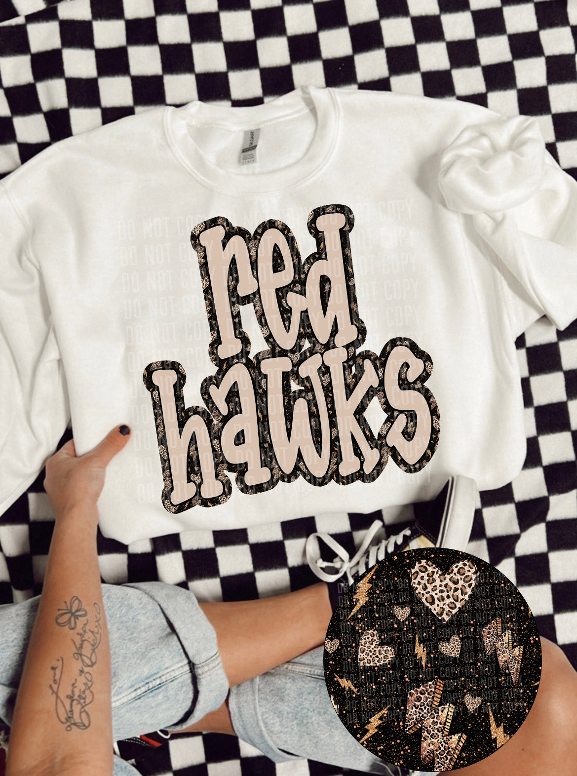 Red hawks lightning bolt outline (CCDD) 43587 DTF TRANSFER