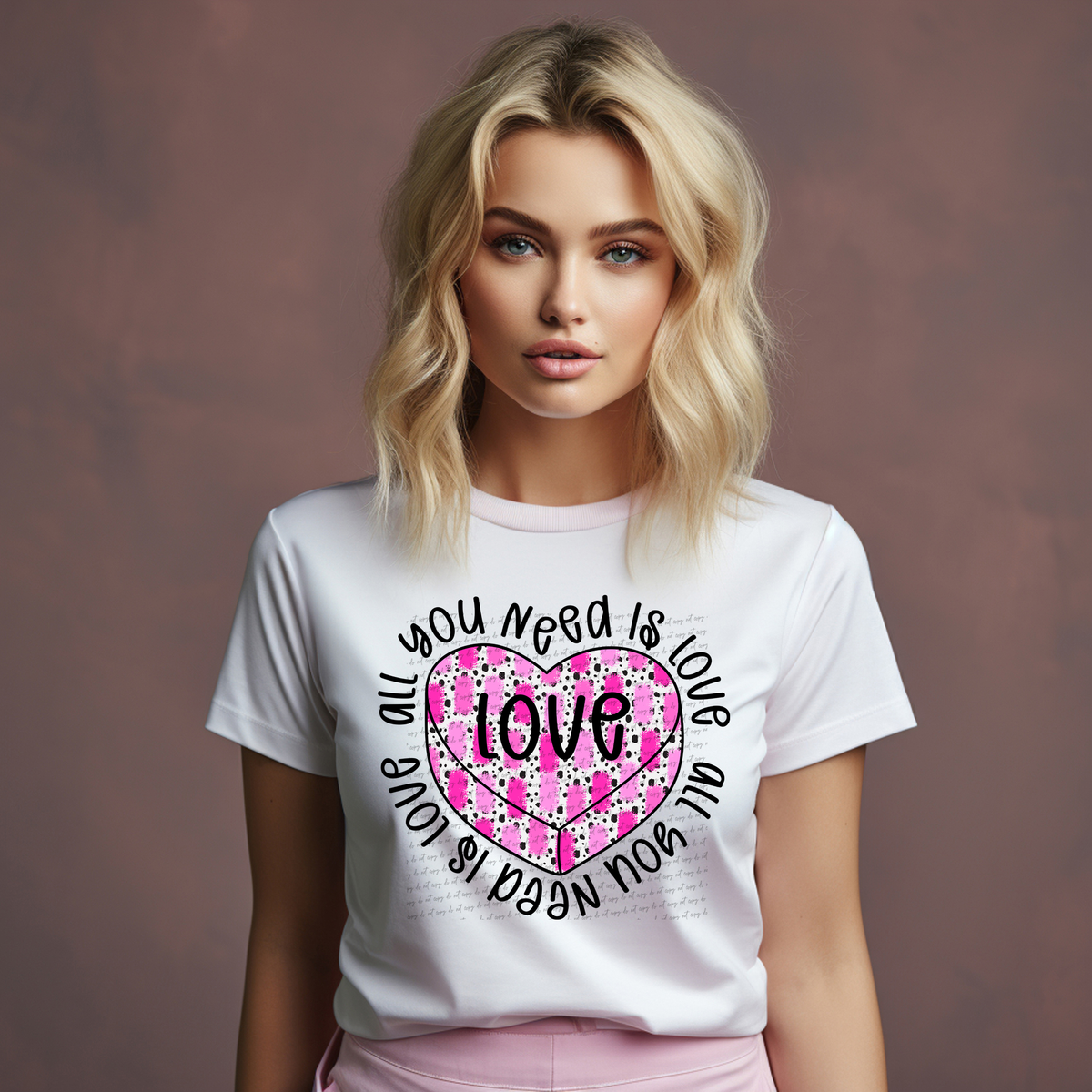 Heart Candy All You Need Is Love Black Font 81499 DTF Transfer