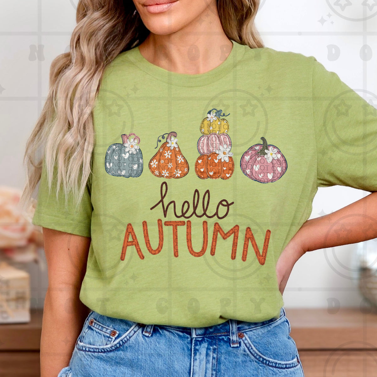 Hello autumn with pumpkins (HW) DTF Transfer