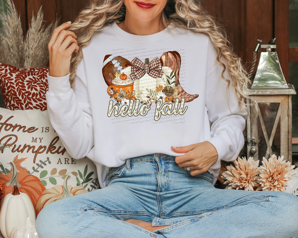 Hello Fall Football Latte Pumpkin Boots 54229 DTF transfer