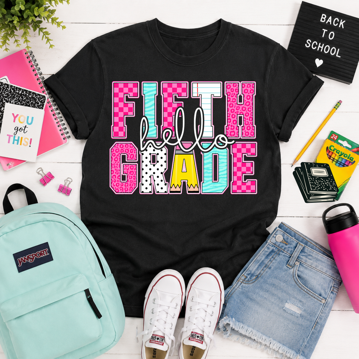 Hello fifth grade pattern font (Parker) DTF Transfer