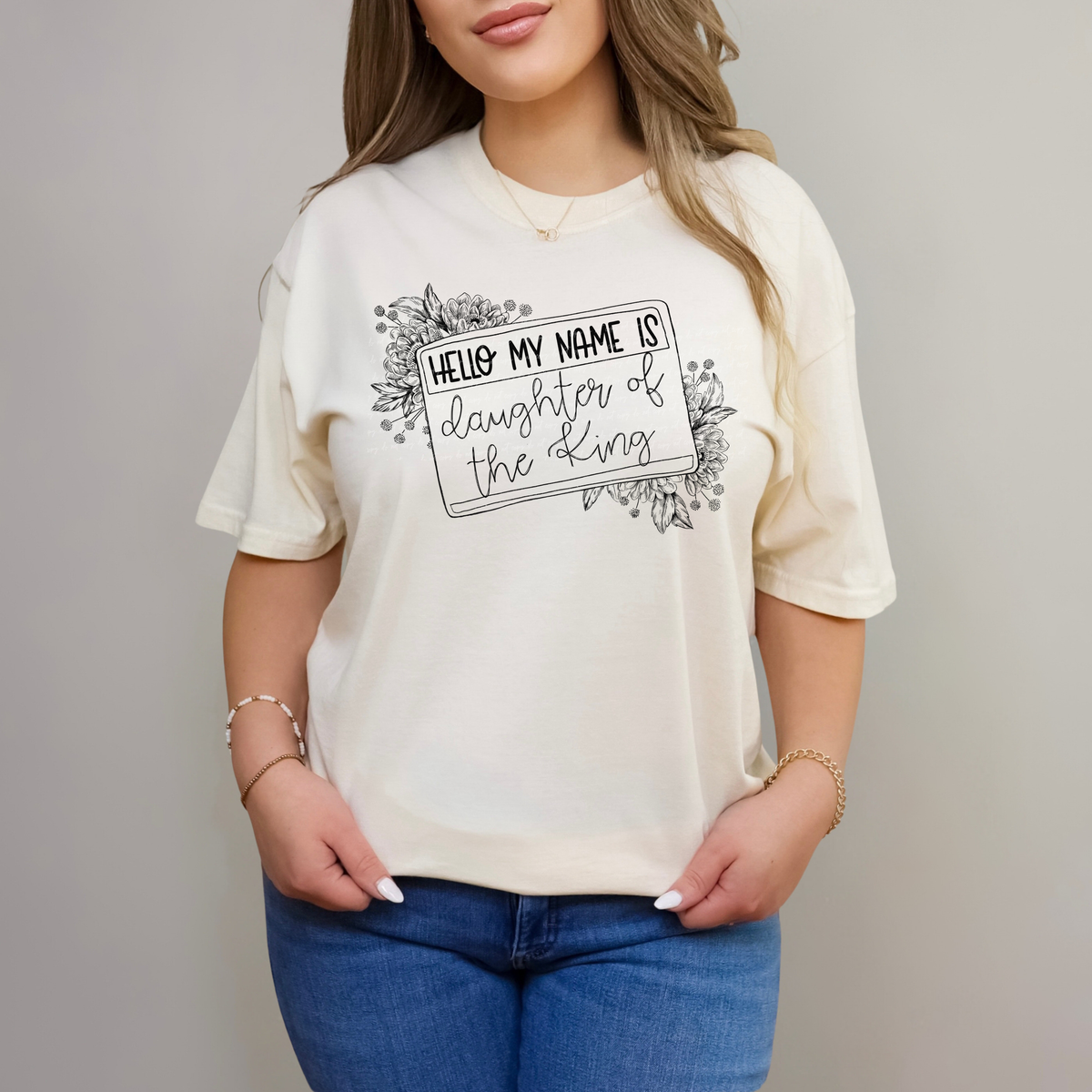 Hello My Name Is Daughter Of The King Floral 115979 DTF Transfer