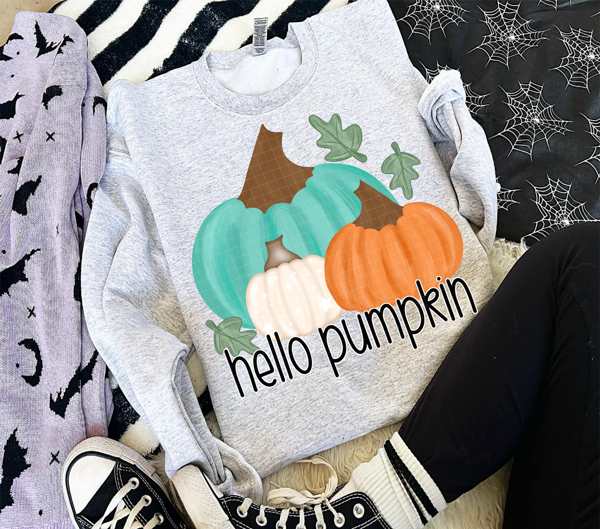 Hello pumpkin turquoise (Linda) DTF Transfer