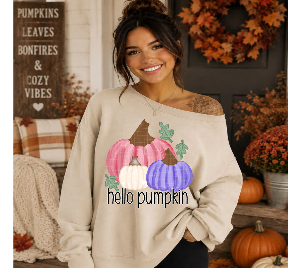 Hello pumpkin pink (Linda) DTF Transfer