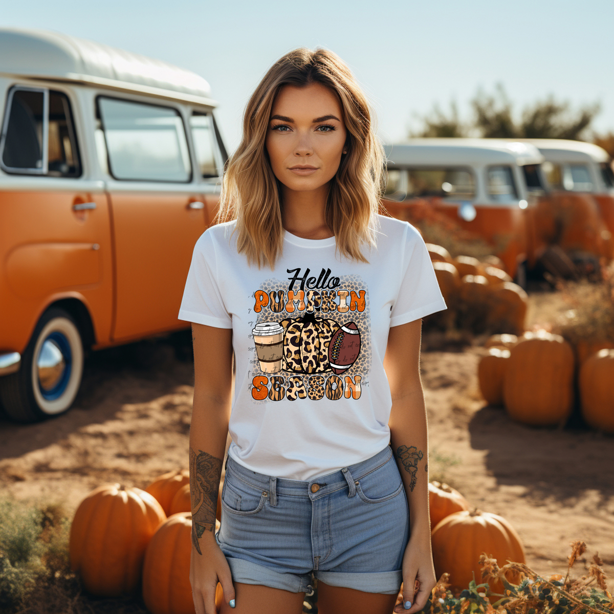 Hello Pumpkin Season Leopard Print 42349 DTF transfer