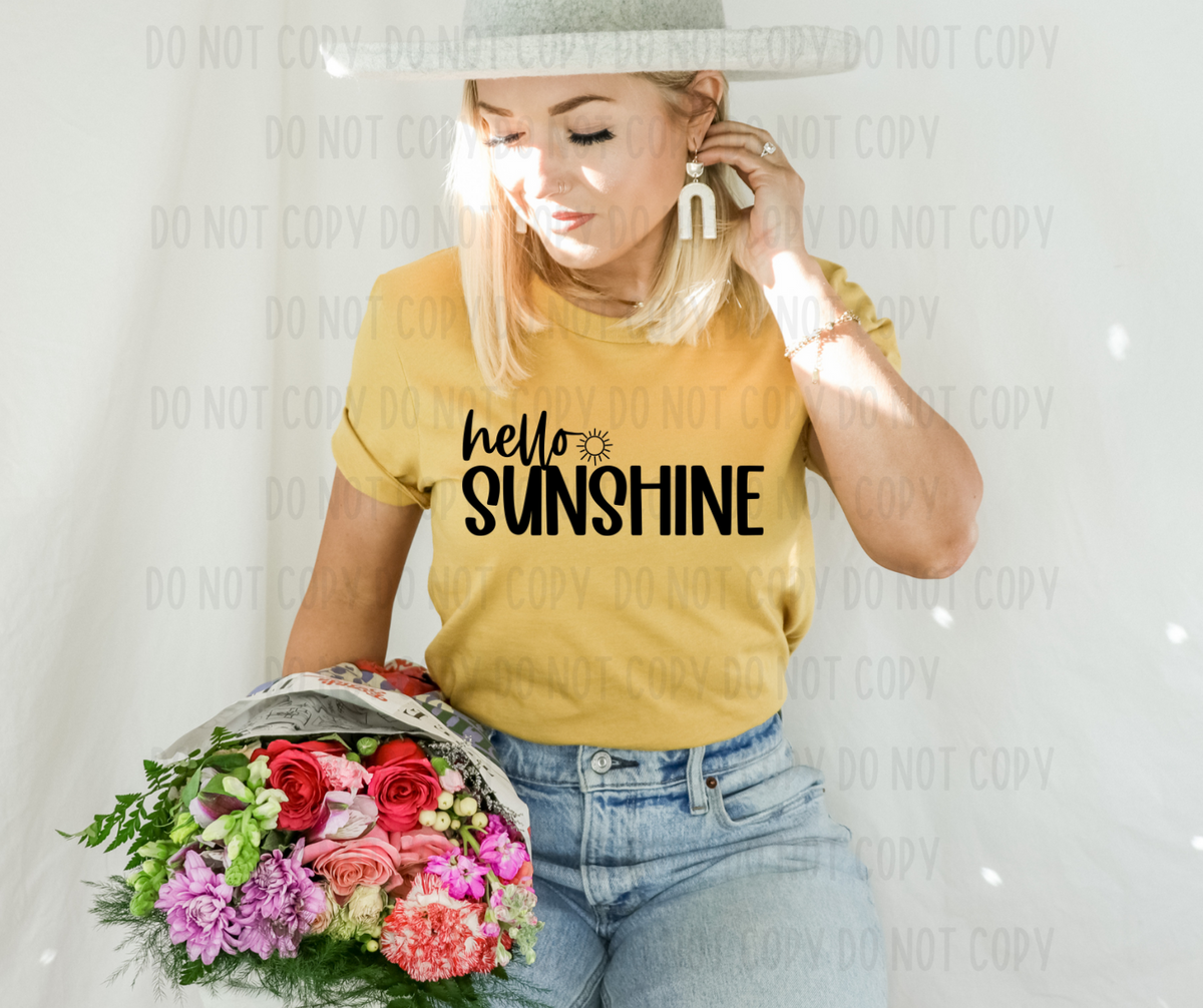 Hello sunshine black (canvista) DTF transfer