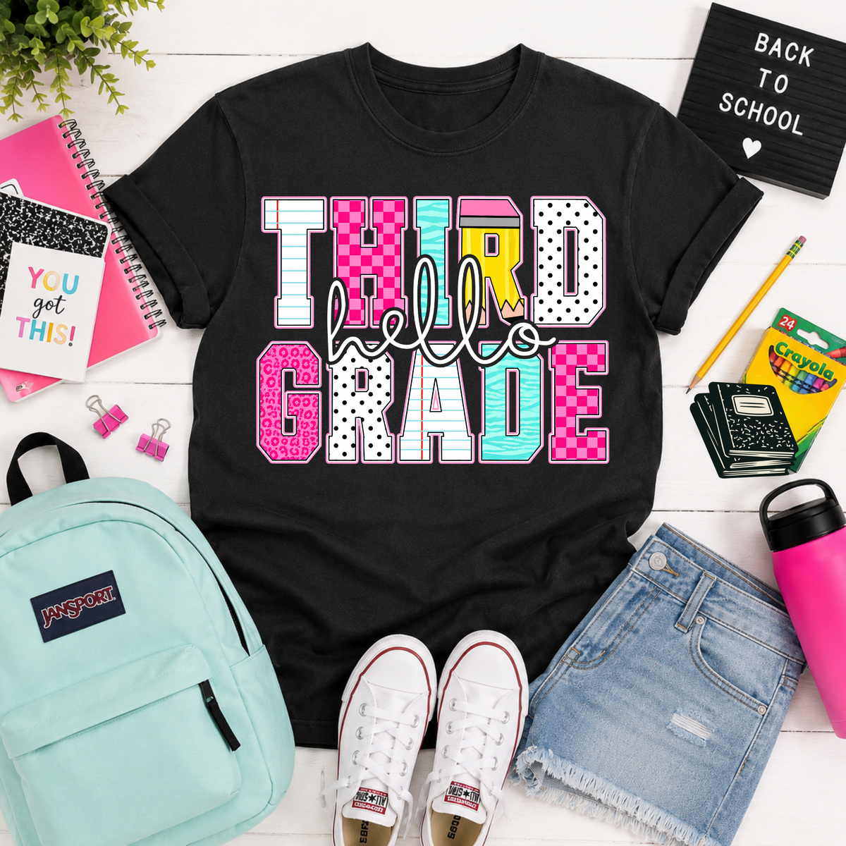Hello third grade pattern font (Parker) DTF Transfer