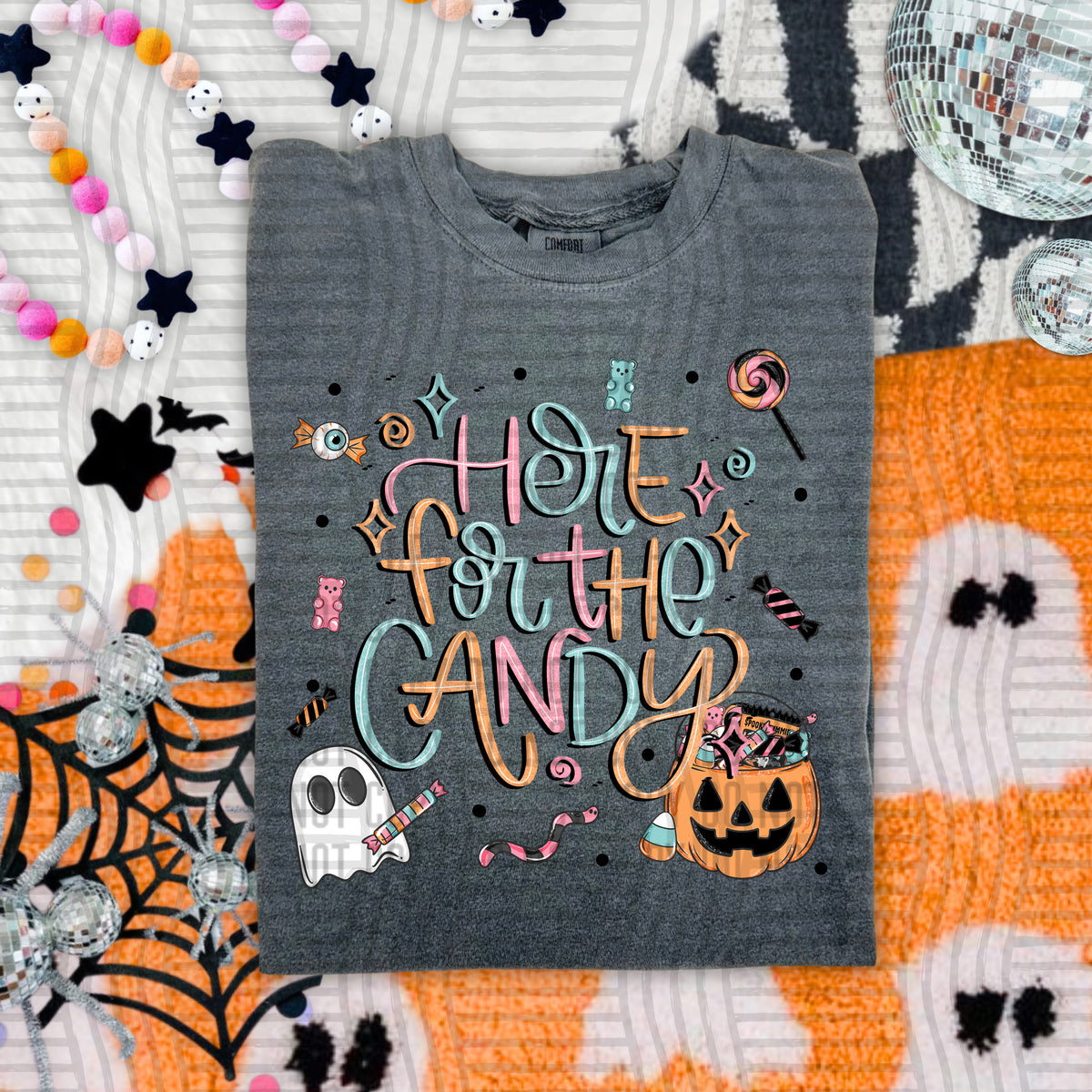 Here for the candy- ghost and pumpkin bucket(Caplinger) DTF Transfers
