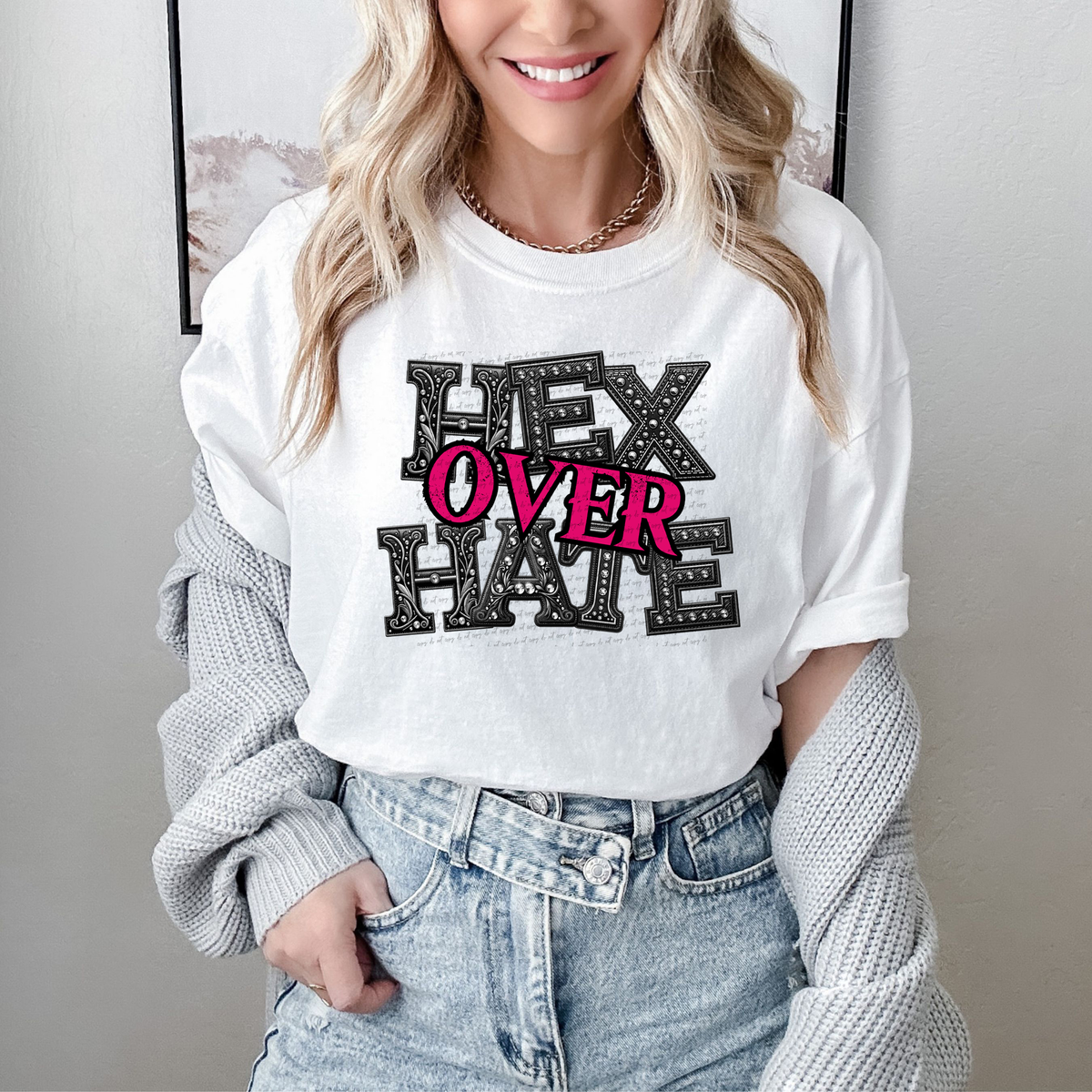 Hex Over Hate Pink 61913 DTF transfer