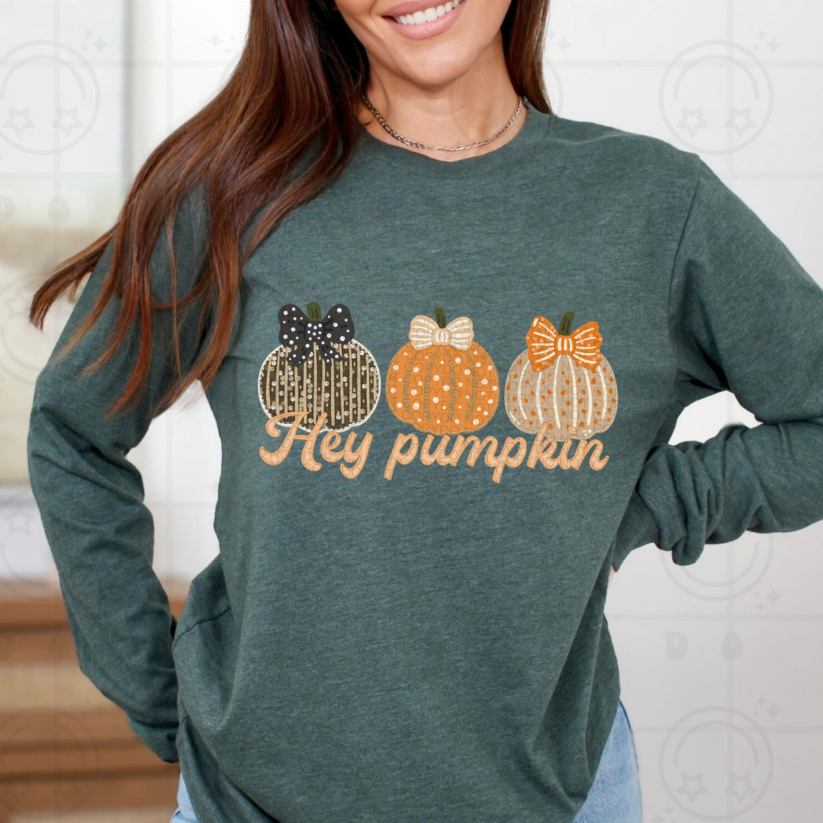 Hey pumpkin trio with bows (HW) DTF Transfer