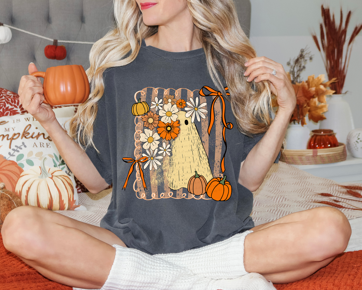 Hiding Ghost Floral Stripe Frame 108891 DTF transfer