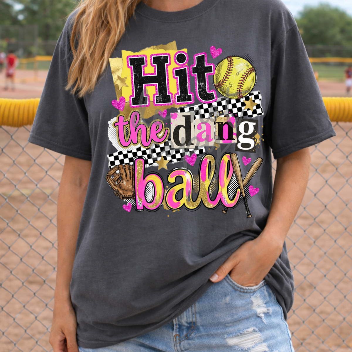Hit the dang ball softball magazine font (Parker) DTF Transfer