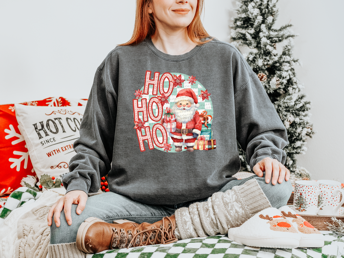 Ho Ho Ho Santa Checkered Background 54232 DTF transfer