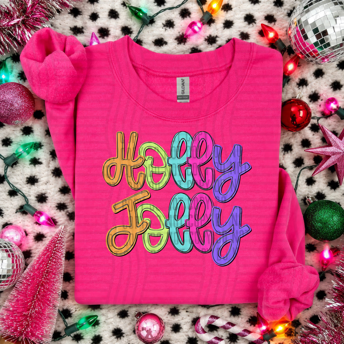 Holly Jolly-Christmas script words (Caplinger) DTF Transfer