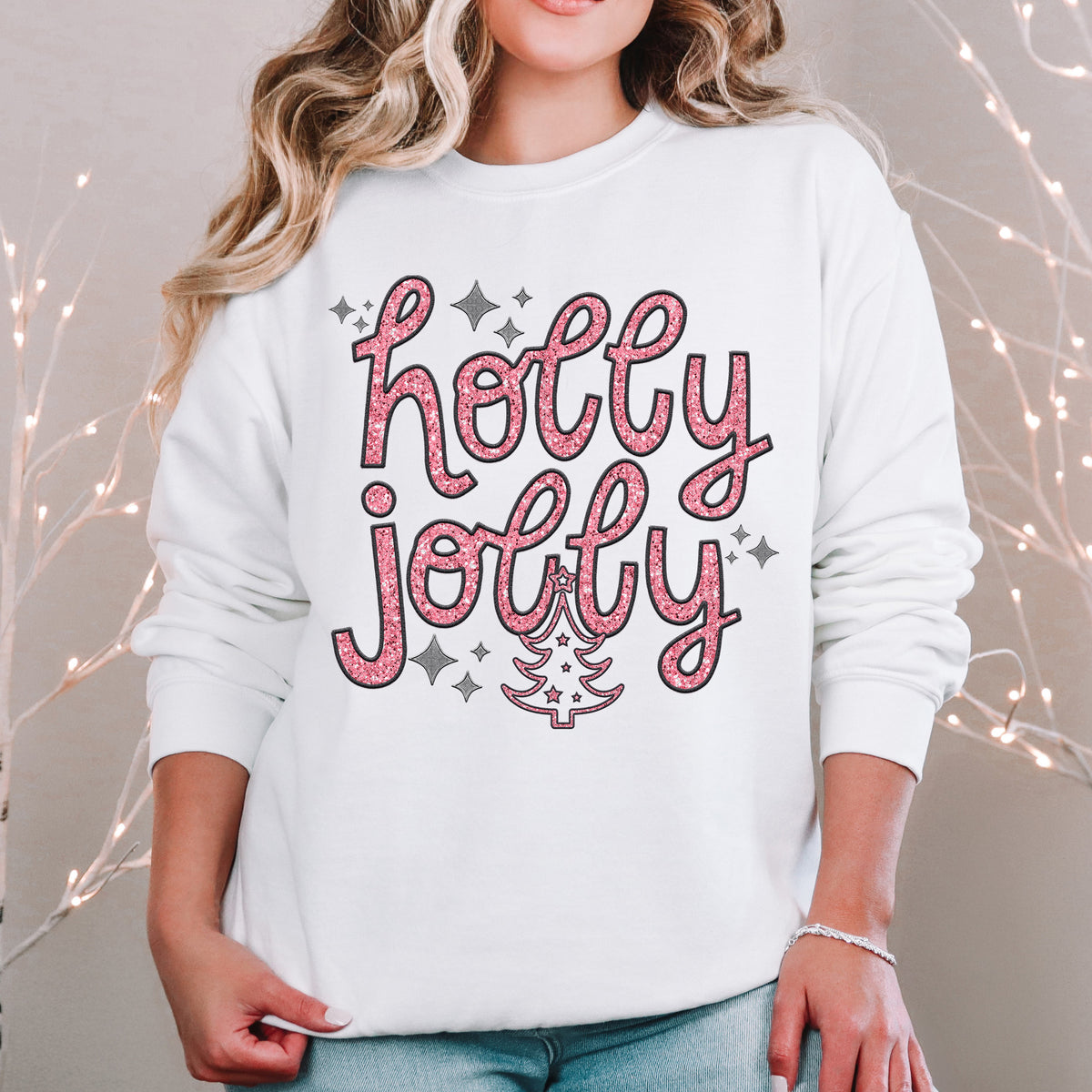 Holly Jolly Pink Grey 63959 DTF transfer