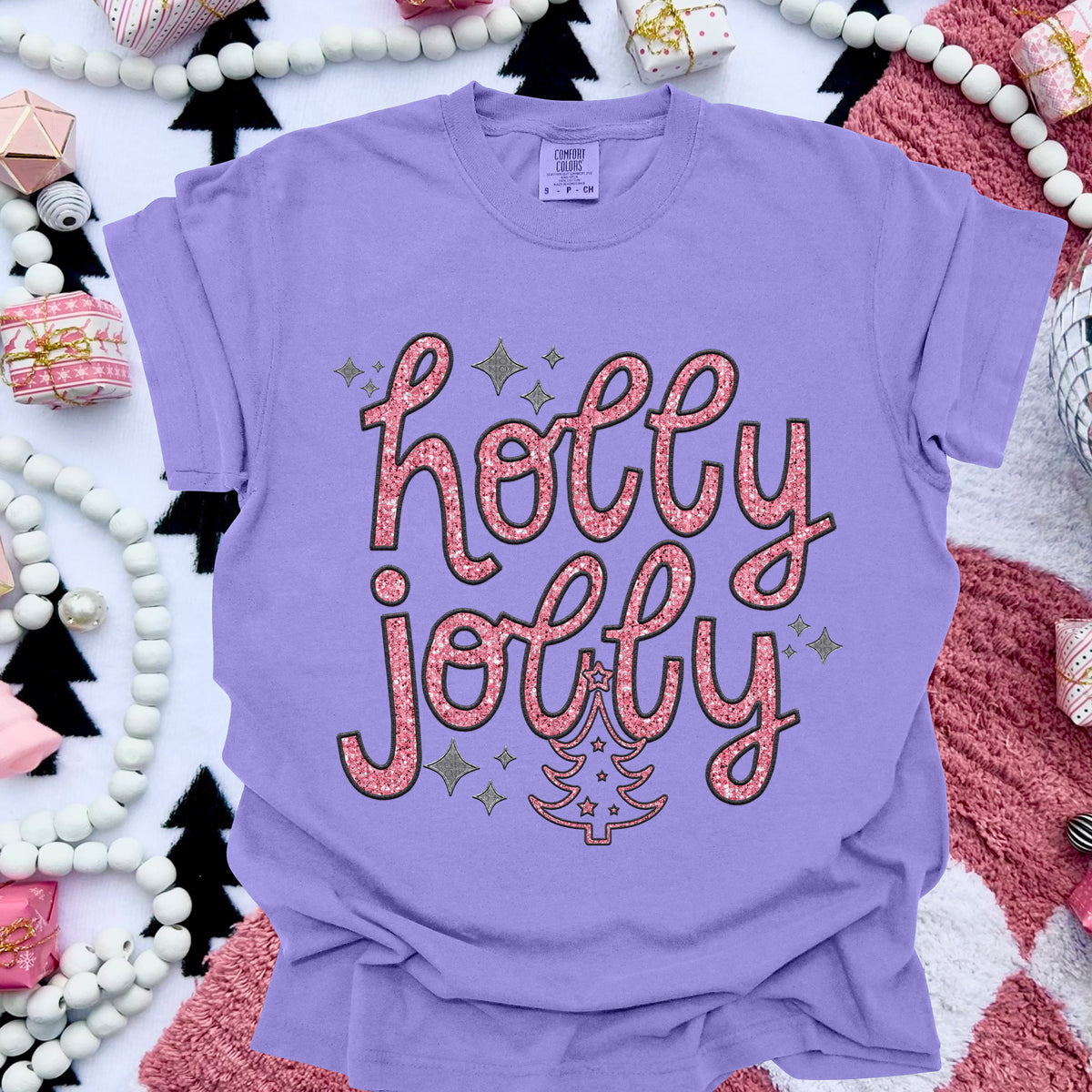 Holly Jolly Pink Grey 63959 DTF transfer