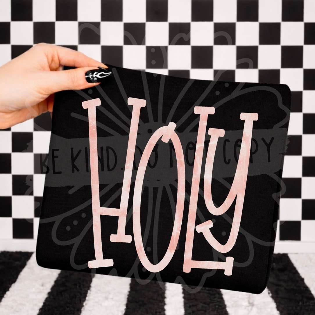 Holy PINK font (Vehement) DTF transfer