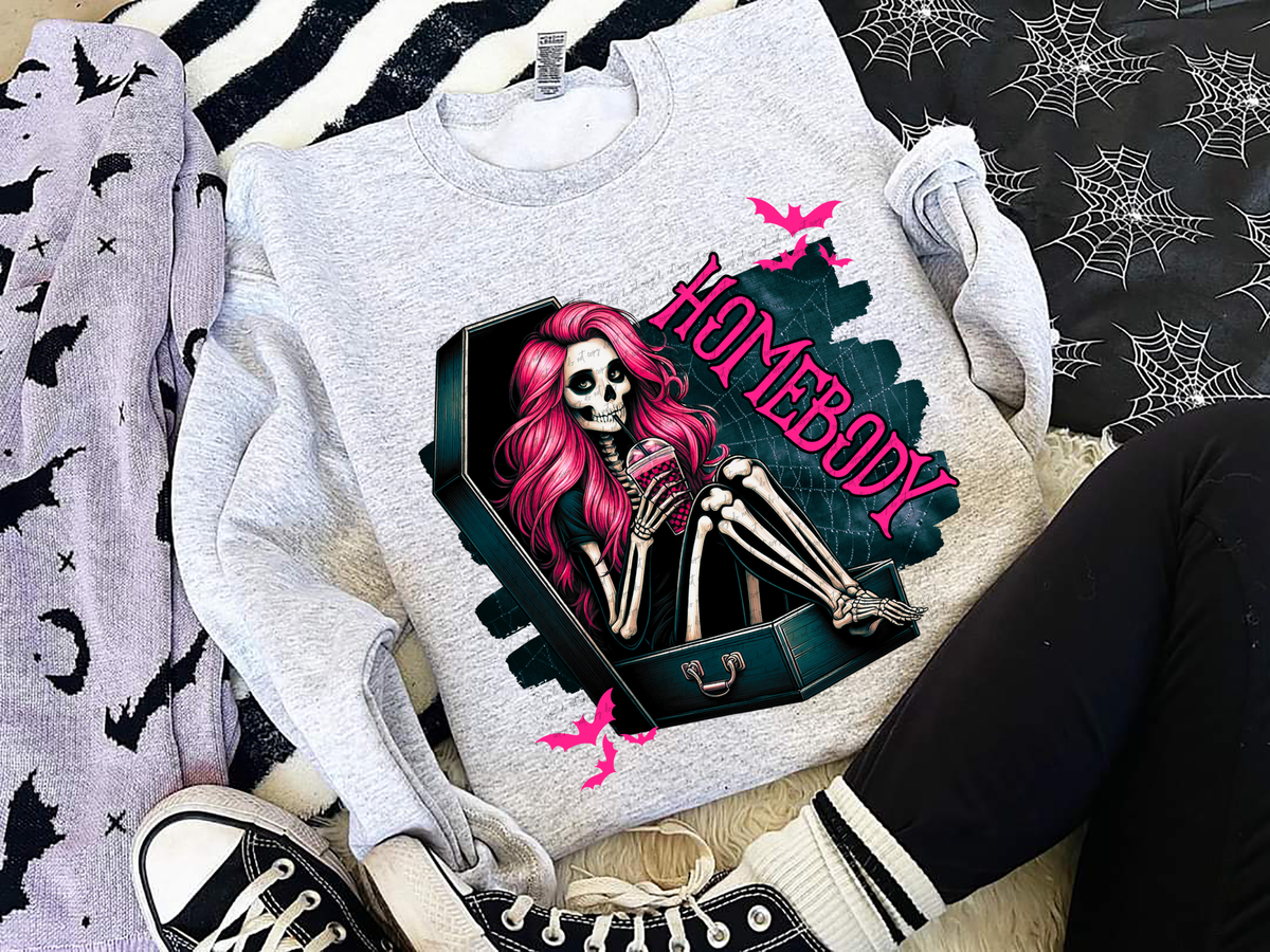 Homebody Skellie Girl In Coffin 57509 DTF transfer