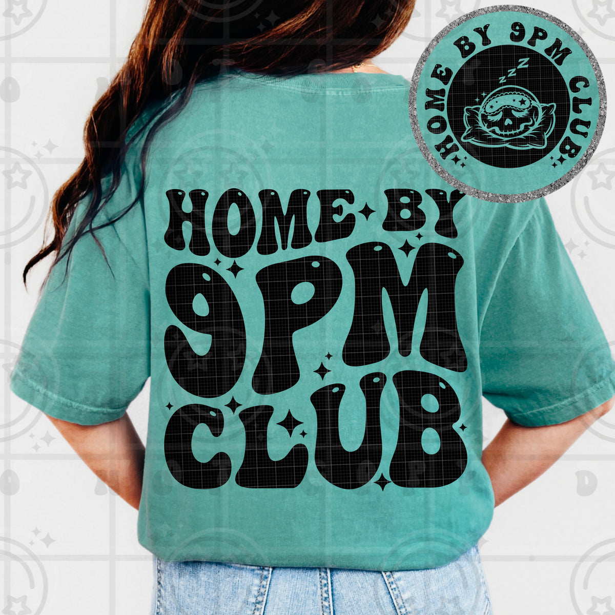 Home by 9pm (BACK ONLY) (HW) DTF Transfer