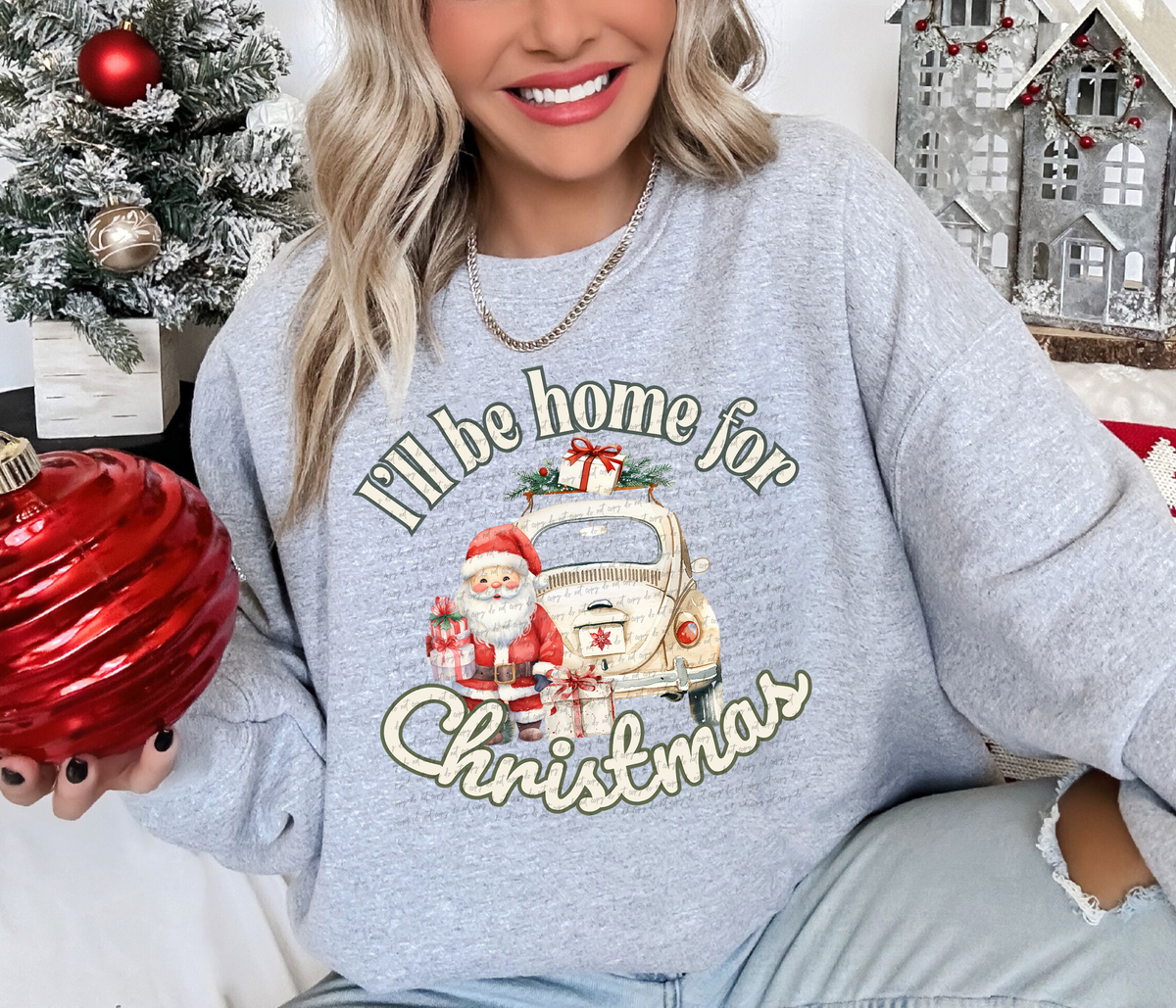I'll Be Home For Christmas Santa And Car 54233 DTF transfer
