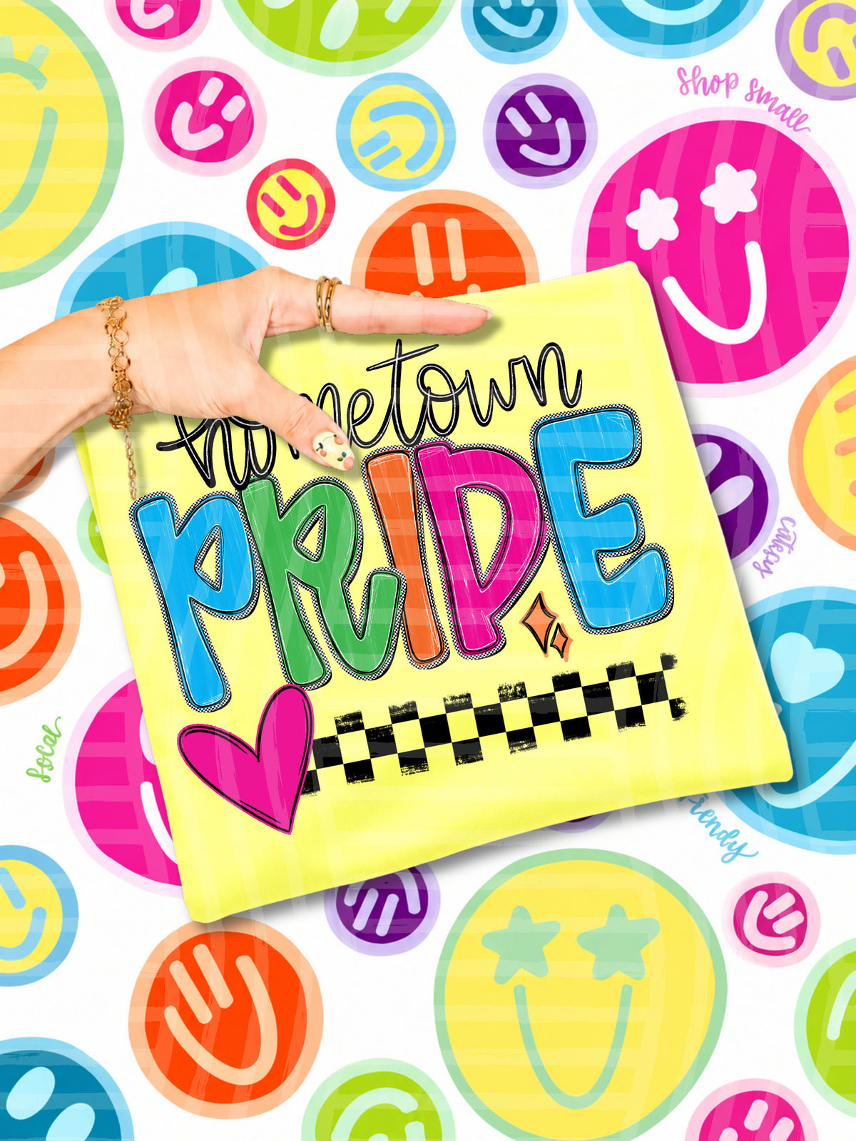 hometown pride colorful football and cheer (caplinger) DTF Transfer