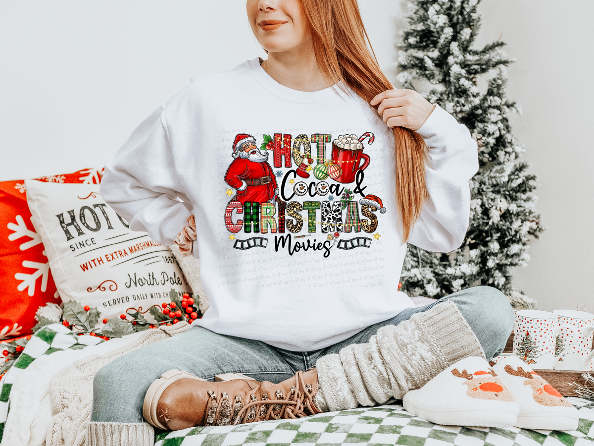 Hot Cocoa and Christmas Movies Santa with Mug 116228 DTF Transfer