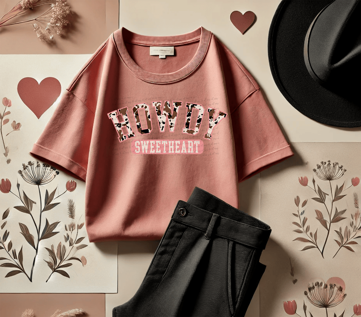 Howdy Sweetheart Varsity Cow 81507 DTF Transfer