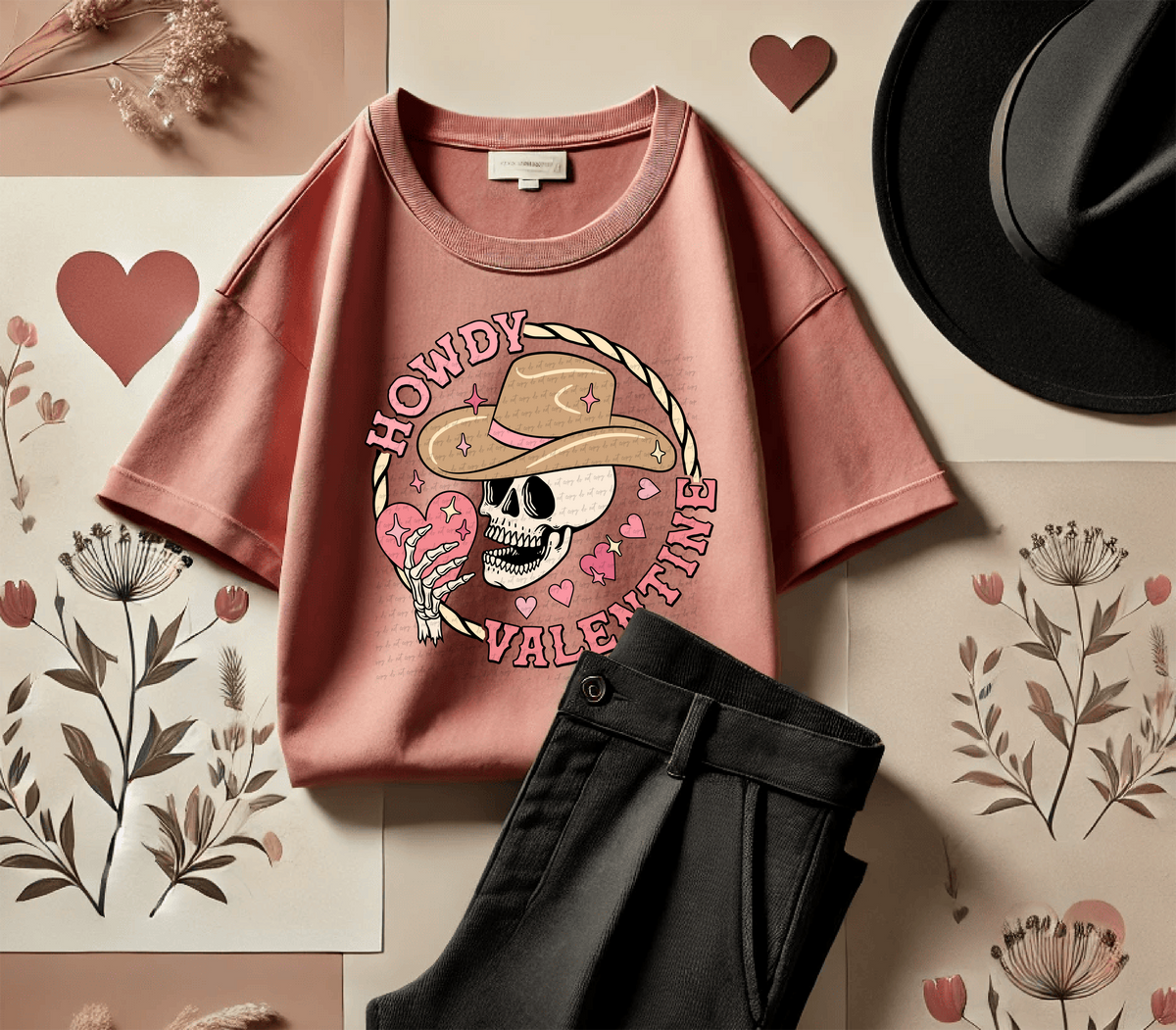 Howdy Valentine Skellie Cowboy 81513 DTF Transfer