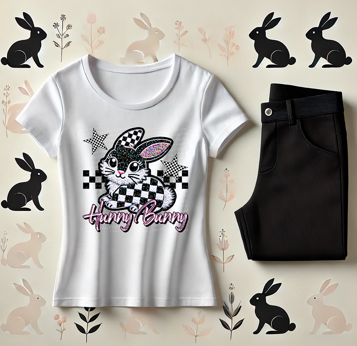 Hunny Bunny Checkered 86044 DTF Transfer