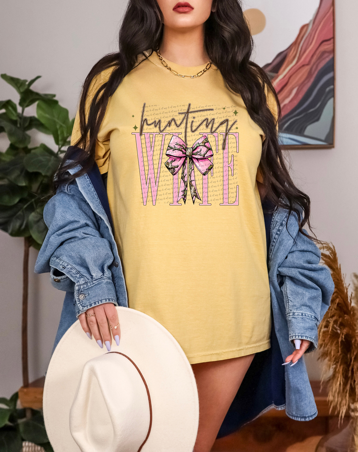 Hunting Wife Pink Bow 66113 DTF transfer