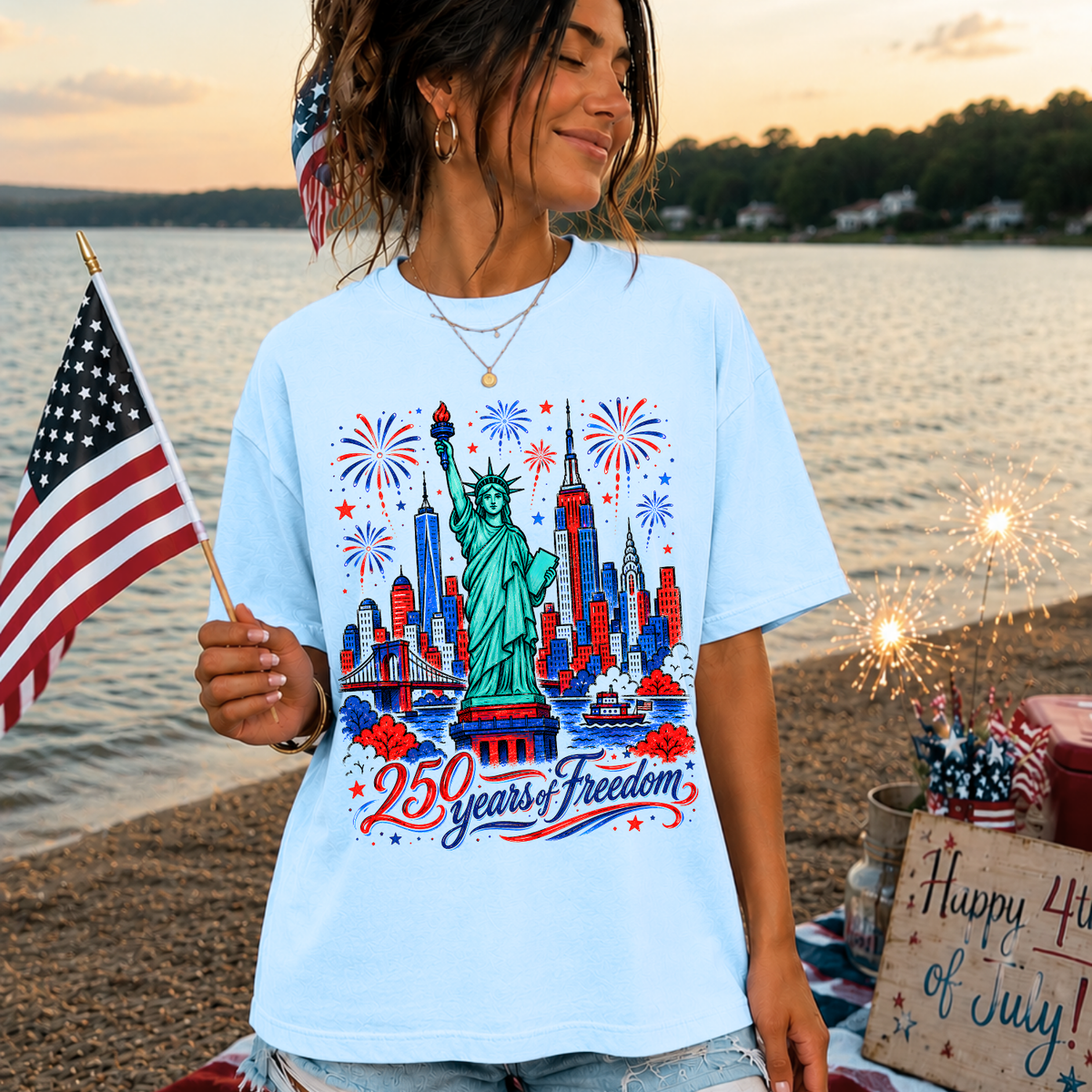 Lady liberty fireworks 250 years of freedom (Parker) DTF Transfer