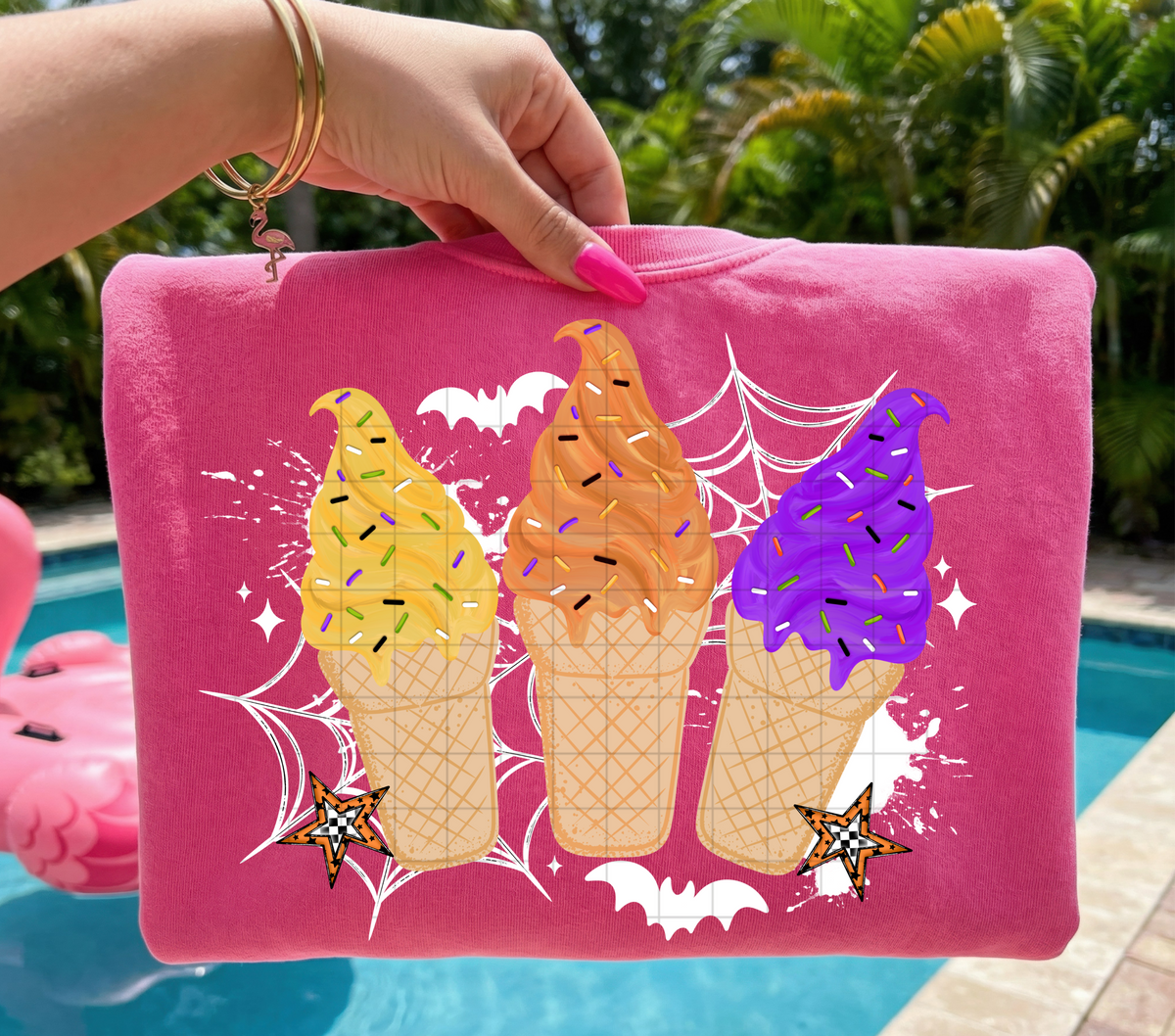 Ice cream spider webs and bats (Linda) DTF Transfer