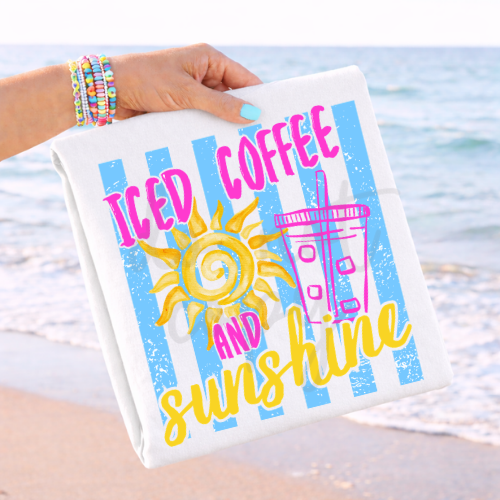 Iced coffee & sunshine blue strips (Parker) DTF Transfer