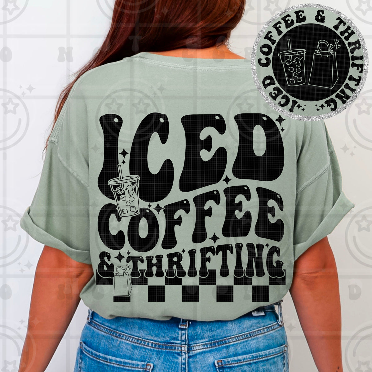 Iced coffee & thrifting (BACK ONLY) (HW) DTF Transfer