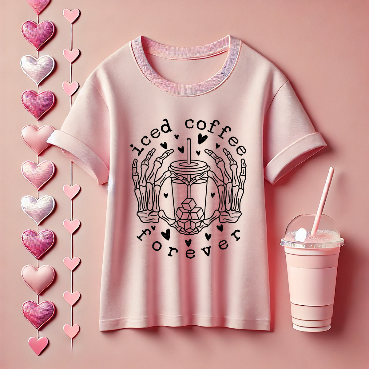 Iced Coffee Forever Skellie Black 81516 DTF Transfer